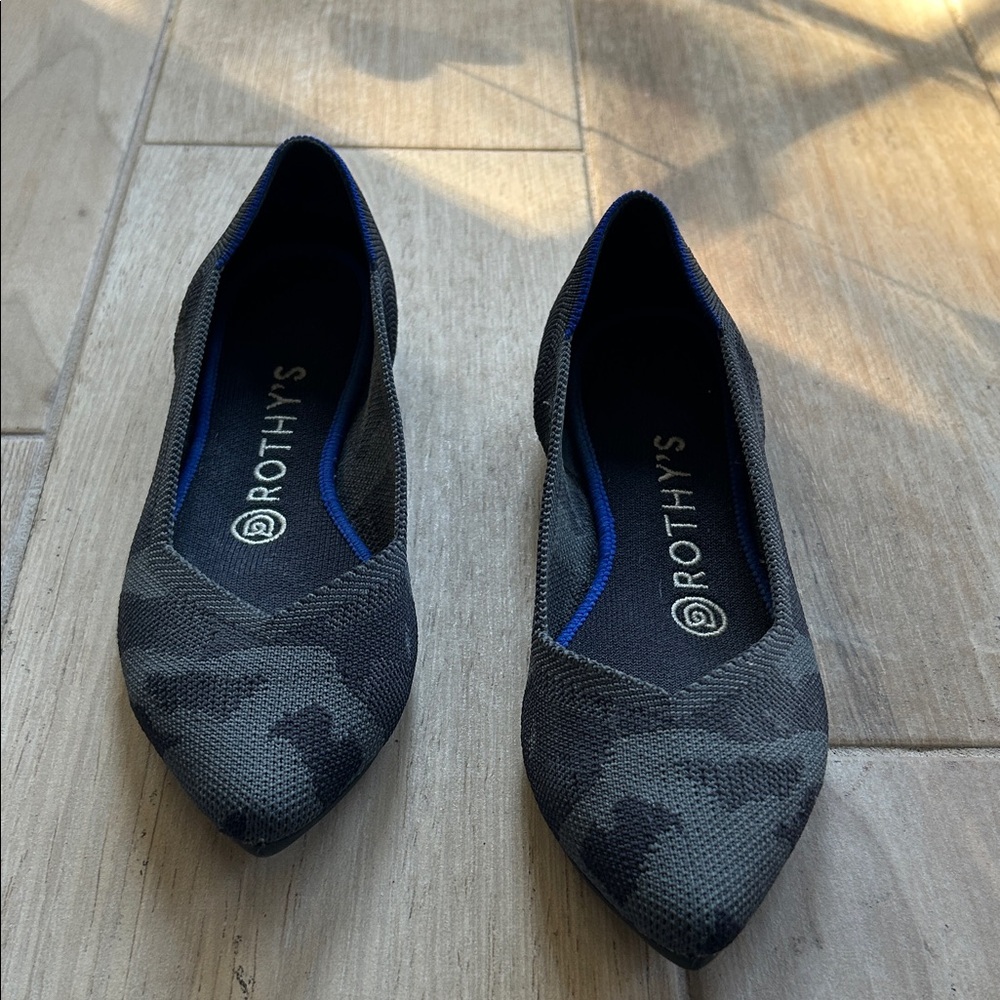 Rothy's Camouflage Flats with Blue Trim